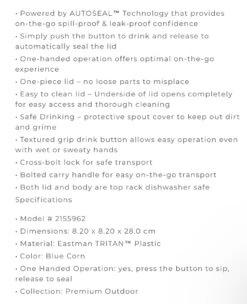 Contigo Freeflow Triton Blue Corn 33oz Drinks Bottle -Outwell Zone A5CC5E0B 32E1 4608 808D 6998820E3D1B