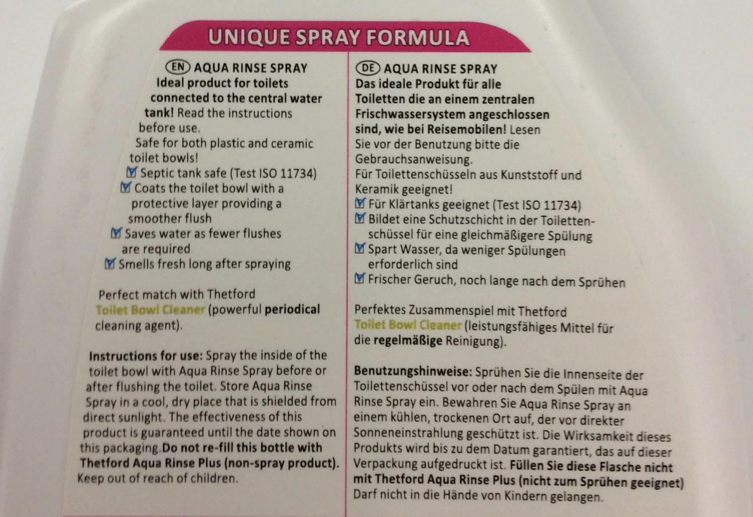 Thetford Aqua Rinse Spray 500ml 5 Thetford Aqua Rinse Spray 500ml - Image 3