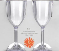 Acrylic Clear Stemmed Wine Glasses 4 X 10oz