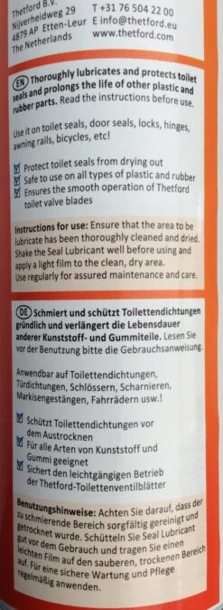 Thetford Toilet Seal Lubricant 200ml -Outwell Zone image 6c42e84c b4e5 4353 b731 ef4d918a29f9