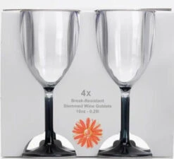 Acrylic Smoke Stemmed Wine Glasses 4 X 10oz