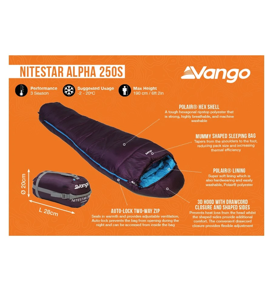 Vango Nitestar Alpha 250S Sleeping Bag Phoenix 4 Vango Nitestar Alpha 250S Sleeping Bag Phoenix - Image 2